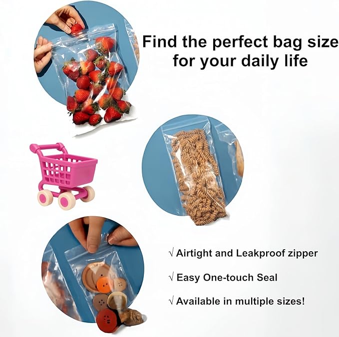 120 Pcs Plastic Bags, 8 x 10 inch 2 mil Jewelry Bags, Clear Zip Bag, Resealable Zip Bag for Business, Storage, Candy