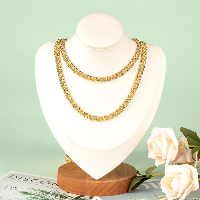 UMAOKANG 33 Feet Gold Plated Aluminum Jewelry Chains Bulk Double Curb Link Chain Roll with Jump Rings and Lobster Clasps Handmade Jewelry Craft Chain Spool