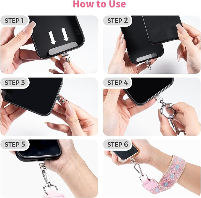 Clip and Go Strap for Phone with Wallet Crossbody Phone Lanyard with Anti-Theft Zipper Pouch Detachable Quilted Wrist Wallet with RFID and ID Window for Daily Travel.