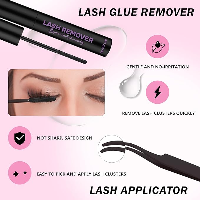 GAQQI Lash Clusters Kit, DIY Lash Extension Kit 120PCS Cluster Lashes C Curl, Wispy Eyelash Clusters 10-16MM with Lash Bond and Seal,Lash Remover and Lash Applicator (GQ03-KIT)