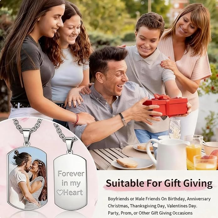 CLYLIFE Picture Necklace Personalized Photo,Custom Disc/Heart Pendant for Men Women Dad Mom Customized Necklace with Chain Photos Memorial Gifts for Mother's Day, Birthday, Anniversary