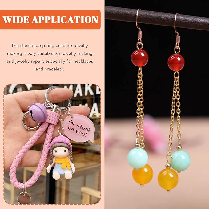 Tanstic 350 Pcs Split Jump Rings Set, 1/4" 7 Colors Double Closed & Loop Jump Rings with Opener & Pliers for DIY Jewelry Craft
