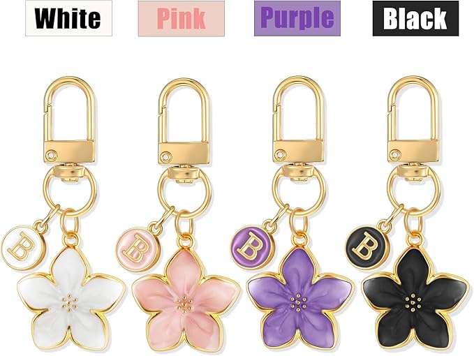 XGALBLA Cute Flower Initial Letter Keychain for Women, Flower Charms, Bag & Purse Charms for Handbags & Backpacks Accessories