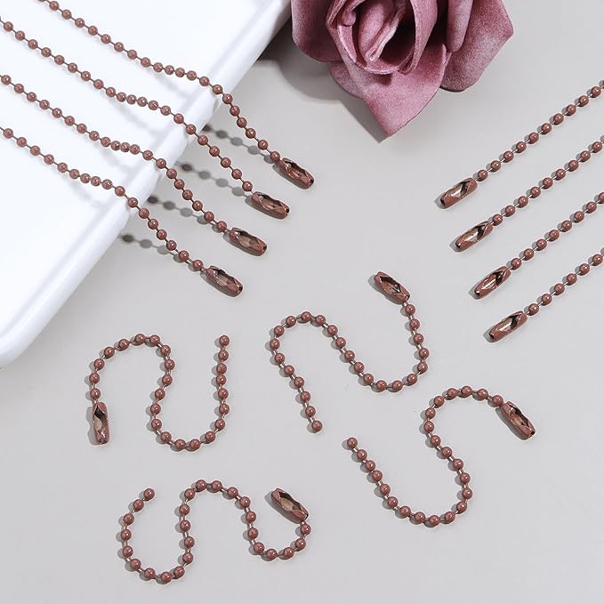 Lemonkey 100Pcs Ball Beads Chains Bulk,Coffee Keychains Rings Metal Chains,4 Inch Dog Tag Metal Small Chains with Connectors for Hanging Decoration