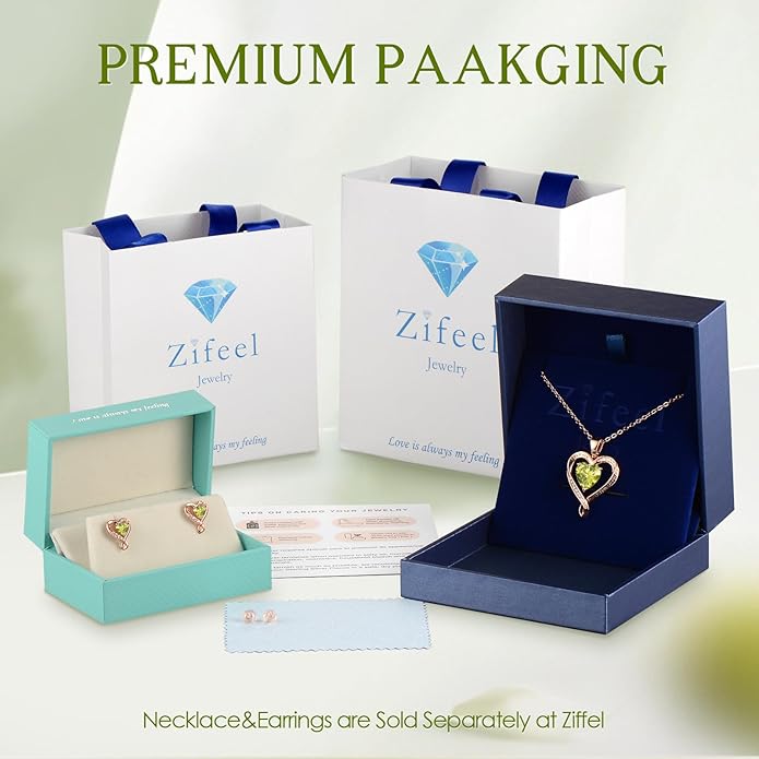 Zifeel Earrings for Women, S925 Sterling Silver Rose Gold Birthstone Heart Studs Earring for Girlfriend Wife, Anniversary Birthday Christmas Valentines Mothers Day Gifts Jewelry for Women Wife Her Mom