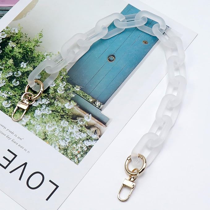 Purse Strap Bag Chain 17 Inch Resin Shoulder Strap Handbag Decoration Chain Bag Charms Accessories, Matter Clear