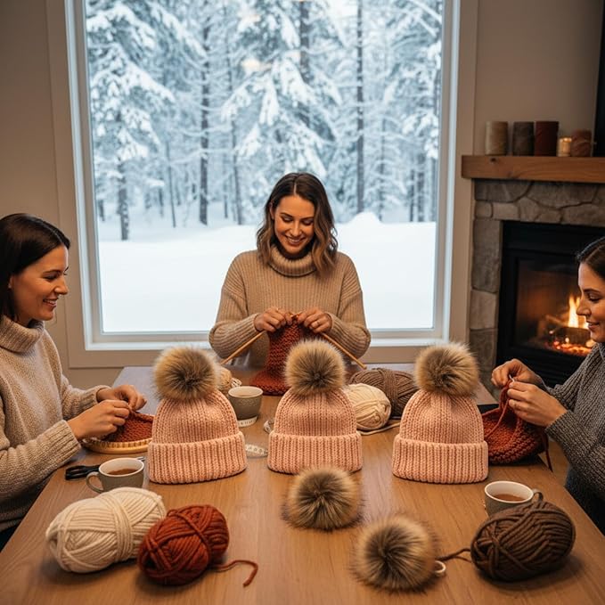 Tatuo 16 Pcs Faux Fur Pom Poms for Hat 4 Inches Large Fluffy Pom Balls for Crafts Knitting Beanies Shoes Scarves Bag Pompoms Keychain Charms Winter DIY Accessories (Natural)