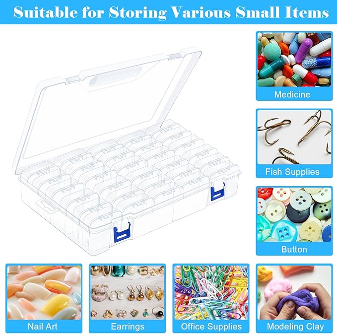 FDKYOEK 92 PCS Bead Organizer Box, Plastic Bead Storage Containers, Clear Beads Case Storage Organizer for Jewelry Making Small Craft Diamond Art Accessories