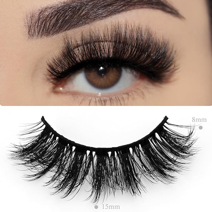 Wholesale Lashes, 3D Faux Mink Eyelash Bulk, 18mm Handmade Reusable Eye Lash, Dramatic Fluffy False Lash with Glitter Portable Packing (Flufy 30 pairs - MK22)