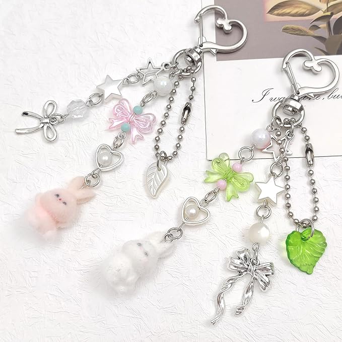 Cute Pink Keychain,Fuzzy Cat Keychain Aesthetic Y2K KeychainStylish KeychainsAccessories
