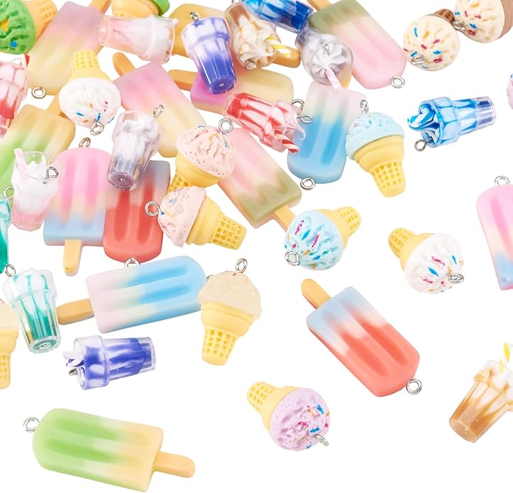 Craftdady Resin Plastic Miniature Food Snack Pendants Charms Ice Drink Juice Pendants Cute Bottle Fruit Keychain Charms Hang Ornament for DIY Craft Earring Bracelet Necklace Jewelry Making