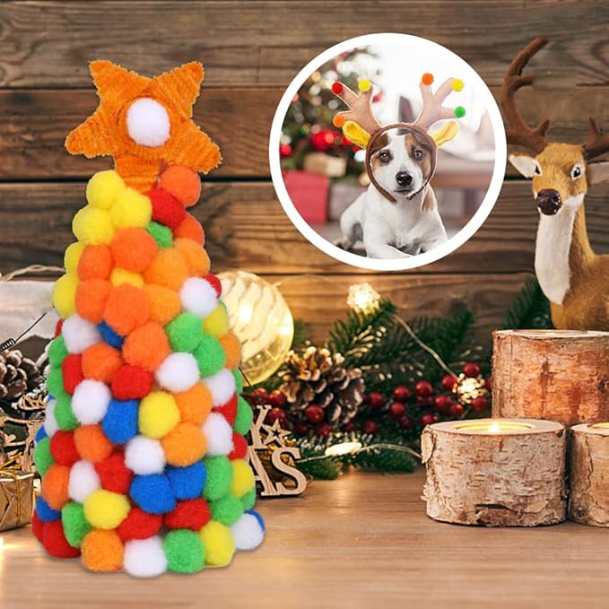 MORFEN 150 Pieces Pom Poms, 1 Inch Orange Craft Pom Poms, Fuzzy Pompom Puff Balls, Small Pom Pom Balls for Party Home Decorations, DIY Arts, Crafts Projects for Family