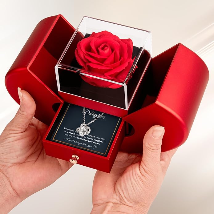 To My Beautiful Daughter Necklace from Mom & Dad | Cubic Zirconia Pendant with Heartfelt Message Card & Gift Box | Daughter Birthday, Graduation, Christmas Jewelry Gift from Parents