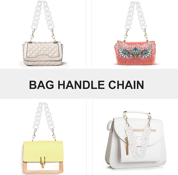 TENDYCOCO Chain Strap for Purse 13.4 Inch White Matte Rubber Crossbody Bag Replacement Strap for Handbags Tote Bag Accessories