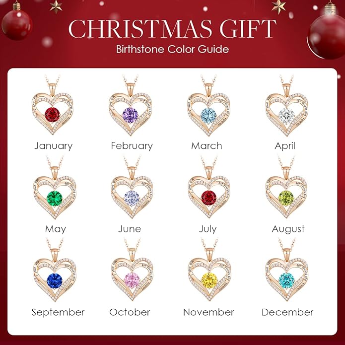 CDE Forever Love Heart Necklaces for Women, Wedding Anniversary, Birthday Mothers Day Christmas Day Gifts for Mom, Mother, Wife, friend, S925 Silver Jewelry with Birthstone Pendant