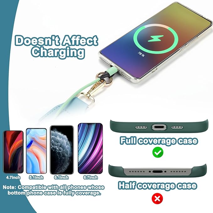 XANGNIER Clip and Go Strap for Phone with Wallet Crossbody, Phone Strap with Zippered Wallet, Adjustable Anti Theft Cellphone Lanyard for Women, Cellphone Chain Accessories,Multicolor 8