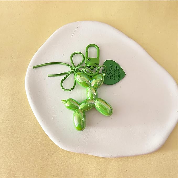 Dreuyet 2Pcs Jelly Balloon Dog Keychains Kawaii Cute Bag Purse Charms Key Chain with Bow Y2K Aesthetic Accessories