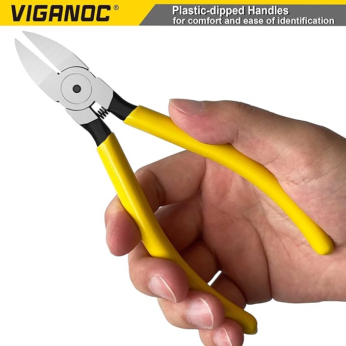 6-inch Ultra Sharp Side Cutter Set with Spring Loaded, Flush Cutting Pliers, Diagonal Cutting Plier for Jewelry Making, Electrical, Crafting, Flowers, Plastics