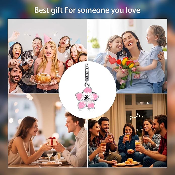 HONGRUI 925 Sterling Silver Charm for Bracelets Necklace Fashion Heart Bow Flower Family Butterfly Pendant Bead Charm for Women Festival jewelry gifts
