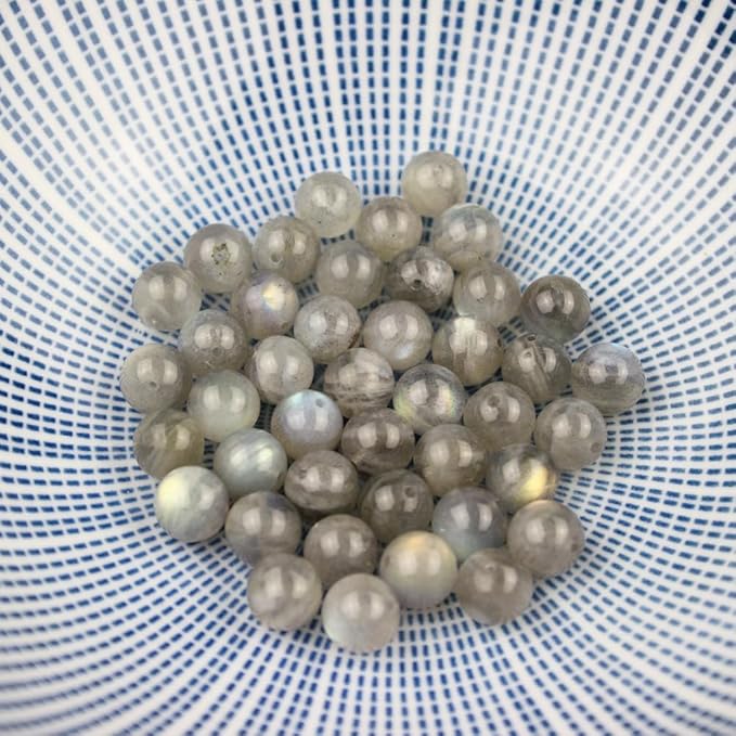 MJDCB Natural Round Stone Beads 4mm Labradorite Loose Gemstone Beads for Jewelry Making Bracelet Necklace 85pcs