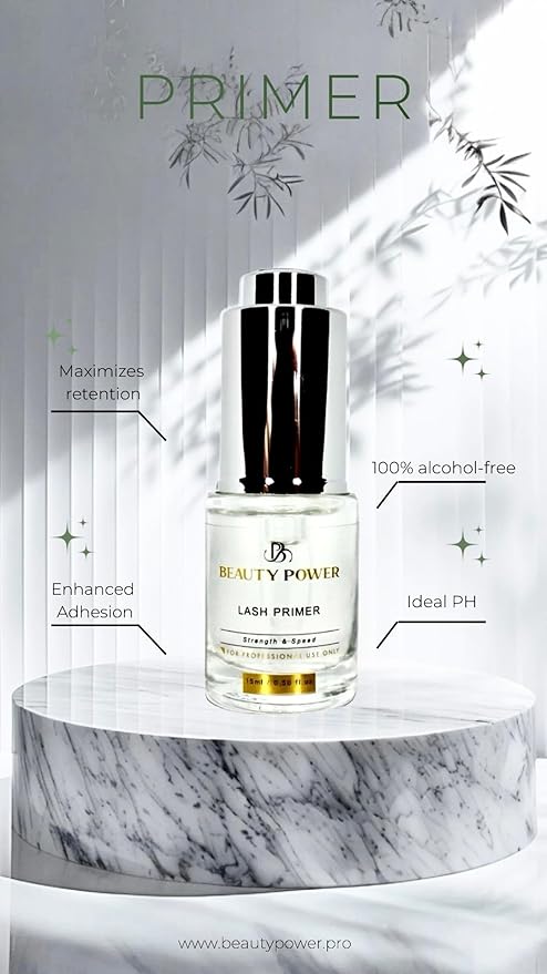 Eyelash Extension Primer (0.5fl.oz/15ml) Beauty Power/Protein Oil Remover/Increase Adhesive Bonding Retention