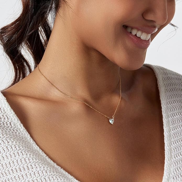 Luxval Diamond Pendant Gold Necklace for Women,Dainty 18k Gold Plated Choker Necklaces Simple Gold Jewelry Gifts for Women Girls