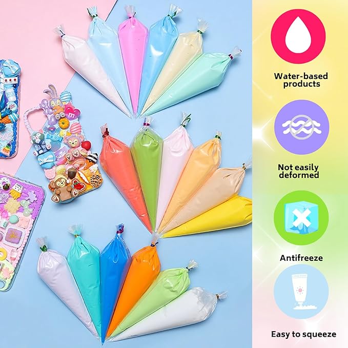 ASTRYAS Cream Glue,10Pcs 100g Decoden Fake Whipped Cream Glue DIY Phone Case Kit with Plastic Piping Tip for DIY Handmade Craft Decoration - Pony Color