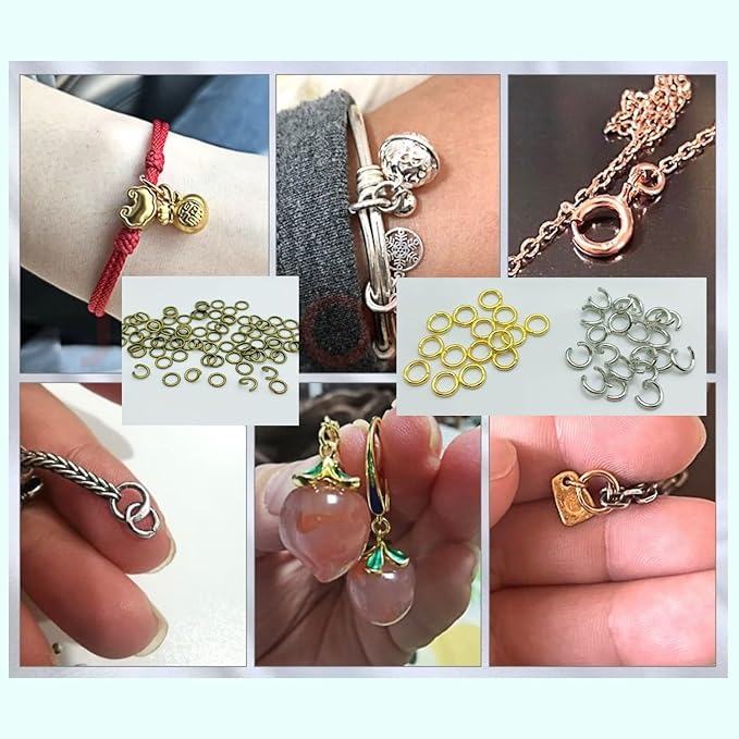 Olylkx Open Jump Rings, Split, Small Big Circle Connecting Living Ring, Split O Ring, Pendant Bracelet Necklace DIY Handmade Jewelry Repair Connection Broken Rings Accessories