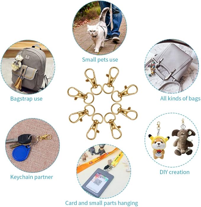 100PCS Keychain Hooks with Key Rings,Metal Swivel Lobster Claw Clasps, for Keychain Clip Lanyard, Jewelry Making, Crafts
