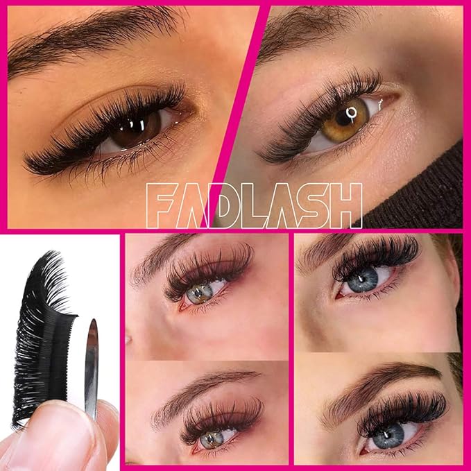 Lash Extensions FADLASH Self Fanning Eyelash Extensions C Curl 0.07 8-14mm Mix Tray Soft Volume Lashes Extensions Supplies For Salon (0.07-C, Mix 8-14mm)