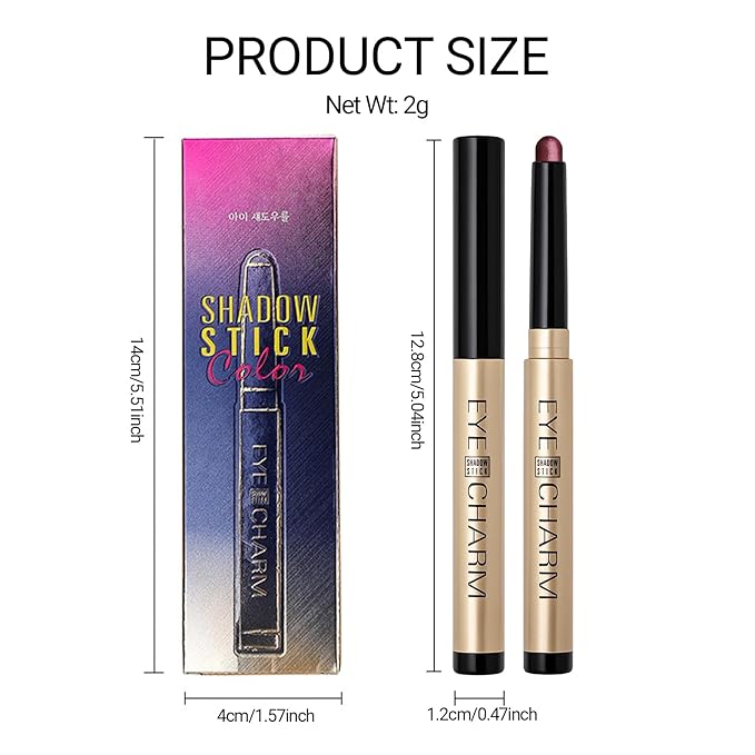 Erinde Waterproof Shimmer Eyeshadow Stick, Plum Brown Mauve Cream Eye Shadow Stick, Long-Lasting Crease-Proof Cream to Powder Buildable & Blendable Eye Shadow Pencils Crayon, Vegan & Cruelty-Free, B06