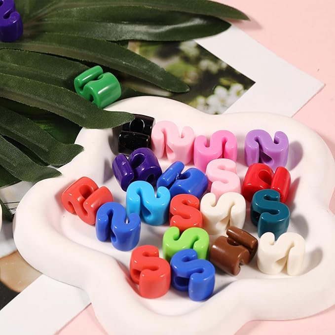 40 PCS Letter Beads 3D Acrylic 18mm x 14mm S Loose for Jewelry Making Bracelet Necklaces Keychain Phone Bag Chain Key Chains(Mixed Color S)