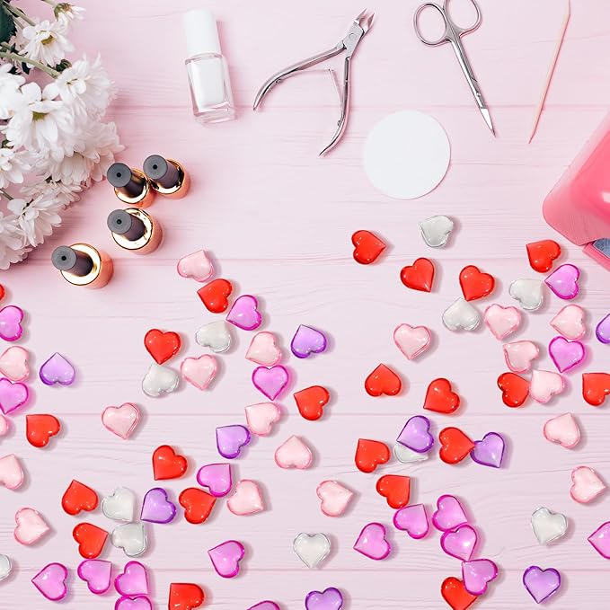 Menkxi 400 Pcs Valentines Day Vase Fillers Acrylic Heart Decoration Heart Vase Fillers Hearts Shaped Crystals Gems for Table Scatter Wedding, Artwork 0.87 Inch, 5 Color