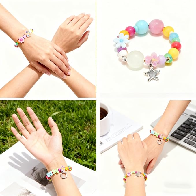 nikkiGuo 320 Piece Acrylic Bead Jewelry Making kit - Transparent Candy Colored Beads, Mixed Shape Heart-Shaped Star Flowers, 8mm/10mm/20mm, Keychain, Phone Chain DIY Craft Jewelry