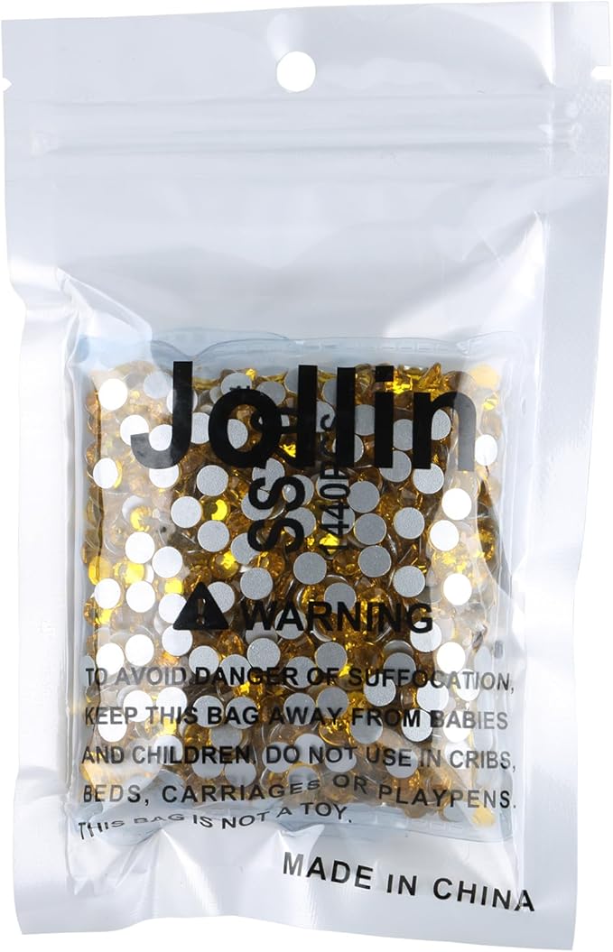 Jollin Glue Fix Crystal Flatback Rhinestones Glass Diamantes Gems for Crafting Nail Art Crafts Decorations Clothes Shoes 4.8mm (ss20 1440pcs, Citrine)