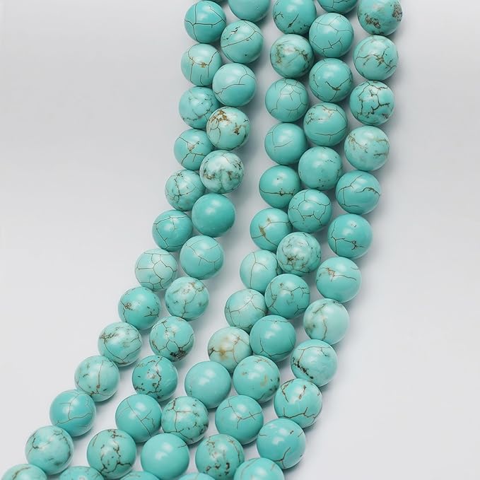 MJDCB Best Sellers Stone Beads Turquoise Round Loose Beads for Jewelry Making DIY Bracelet Necklace (8mm)