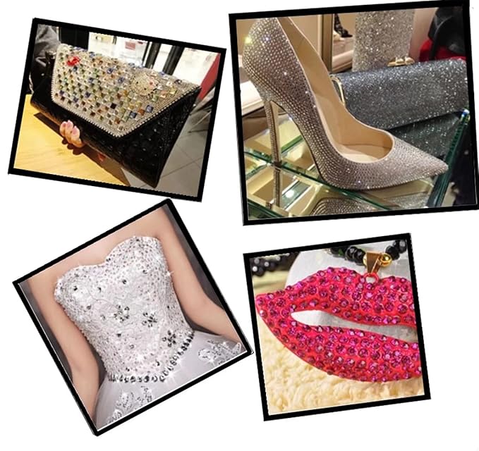 1500 Pieces SS16 4mm Flatback Rhinestones AB Clear Round Gems Crystals for Nail Art DIY Crafts Clothes Shoes Bags (Transparent Dark Rose Red AB)