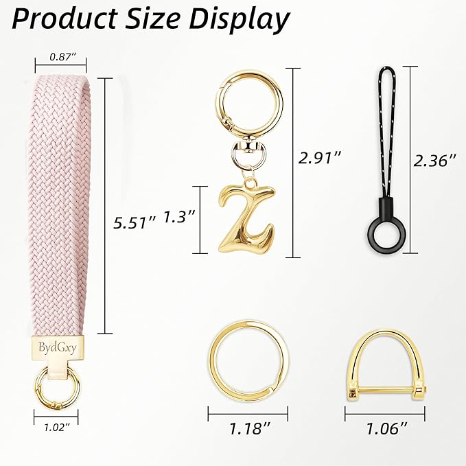 Stretchy Wristlet Initial Keychain, Key Chains Women Cute with Keyring, Llaveros para Mujer, Car Key Accessories