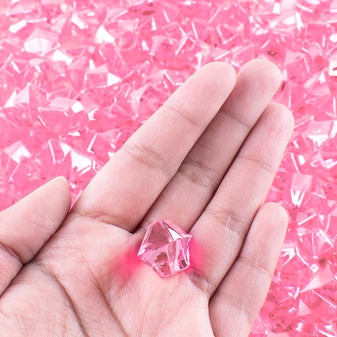 Super Z Outlet 1" Acrylic Color Ice Rock Crystals Treasure Gems for Table Scatters, Home Vase Fillers, Event, Wedding, Arts & Crafts, Birthday Decoration Favor - (Pack of 120) (Pink)
