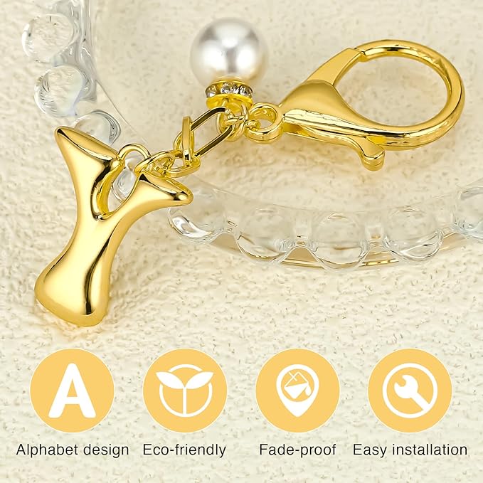 VICKHU Gold Plated Bubble Initial Letter Cute Keychain for Women Car Key Purse Decorative Keyring Handbag Charms Fashion