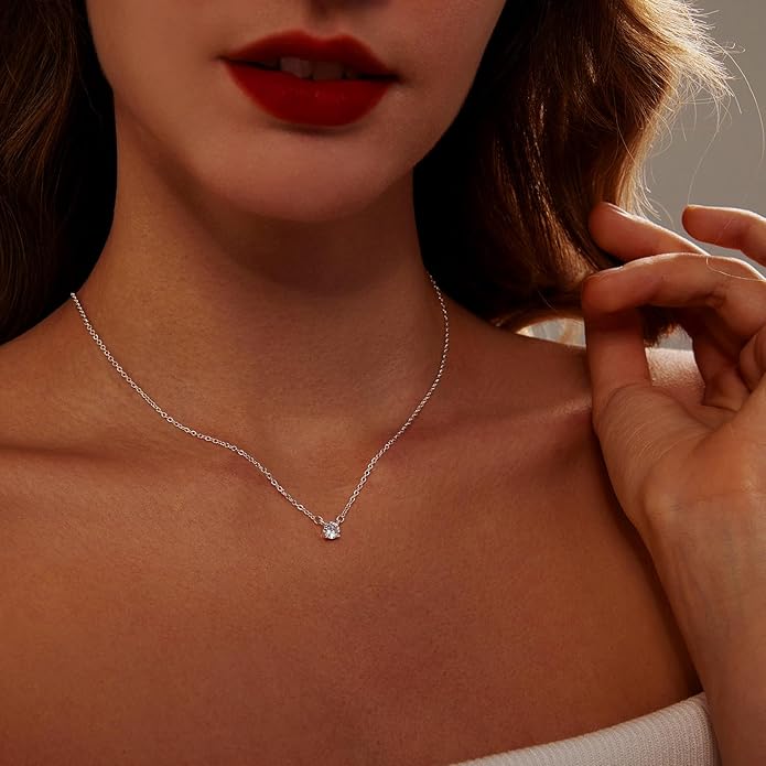 Luxval Diamond Pendant Gold Necklace for Women,Dainty 18k Gold Plated Choker Necklaces Simple Gold Jewelry Gifts for Women Girls