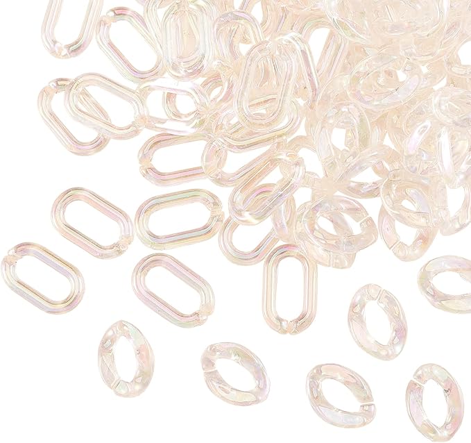 LiQunSweet 100Pcs 2 Styles Acrylic AB Color Plated Twist Chain Linking Rings Quick Link Connectors for Chains Making Jewelry DIY Bag Strap