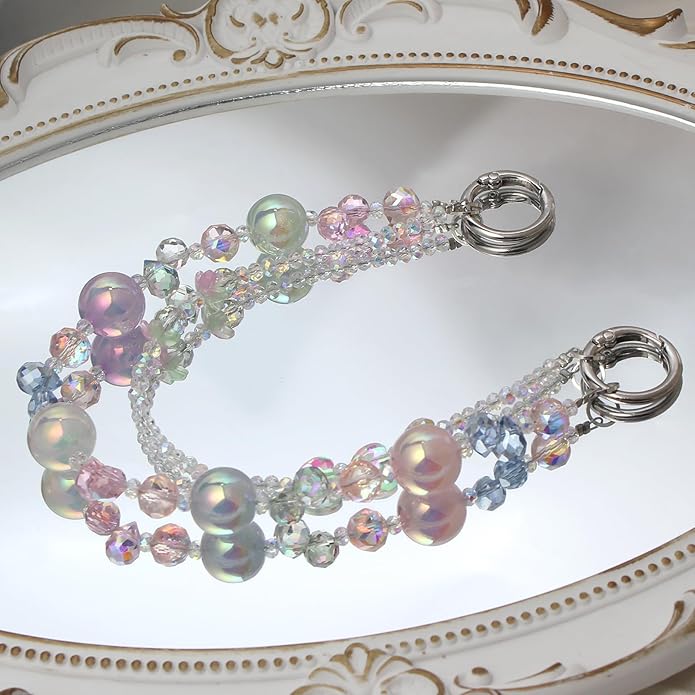 Phone Wrist Strap,Crystal Phone Chain Wristlet,Bracelet Wrist Lanyard,Cute Beaded Bag Charms,Decorative Purse Chain