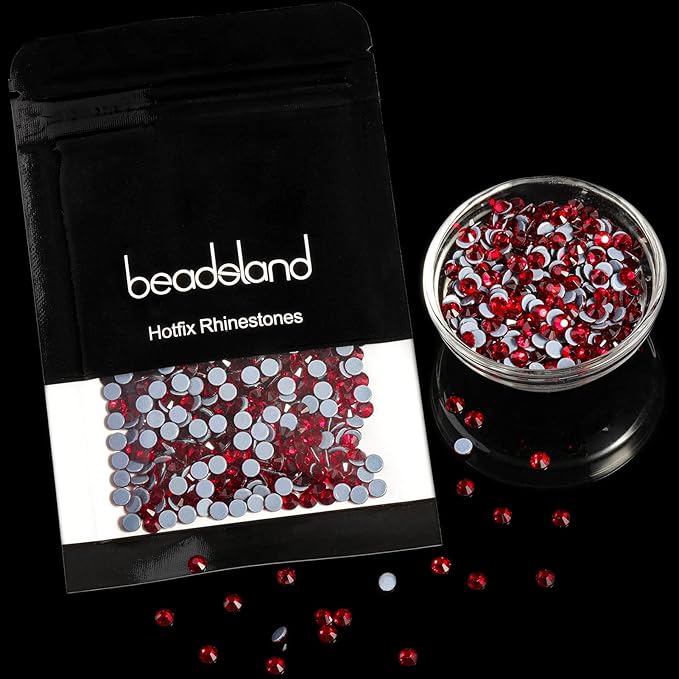 Beadsland Hotfix Rhinestones, 2880pcs Flatback Crystal Rhinestones for Crafts Clothes DIY Decorations, Dark Siam, SS8, 2.3-2.5mm