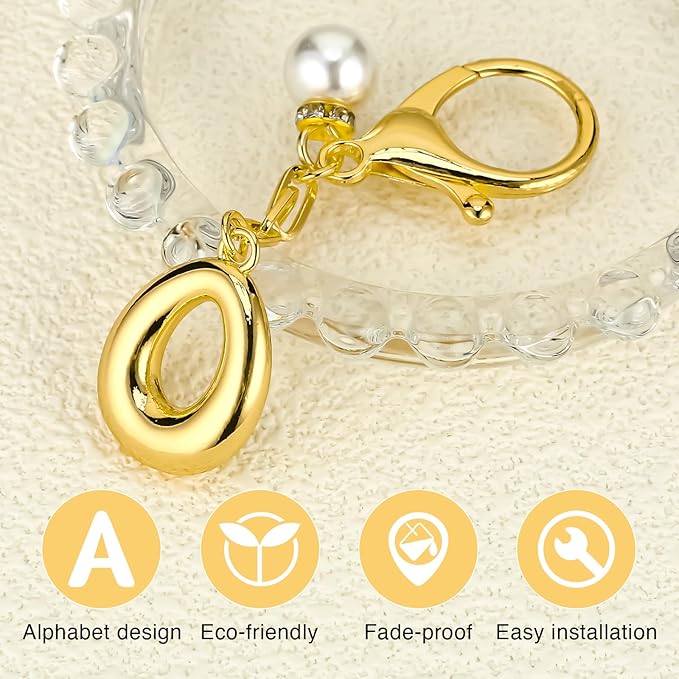 VICKHU Gold Plated Bubble Initial Letter Cute Keychain for Women Car Key Purse Decorative Keyring Handbag Charms Fashion