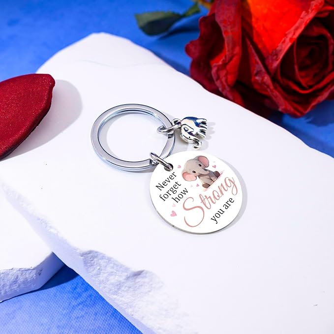 Elephant Gifts For Women Cute Elephant Keychain Inspirational Gifts For Women Strong Woman Gift For Her Motivational Uplifting Gift For Elephants Lovers Birthday Christmas