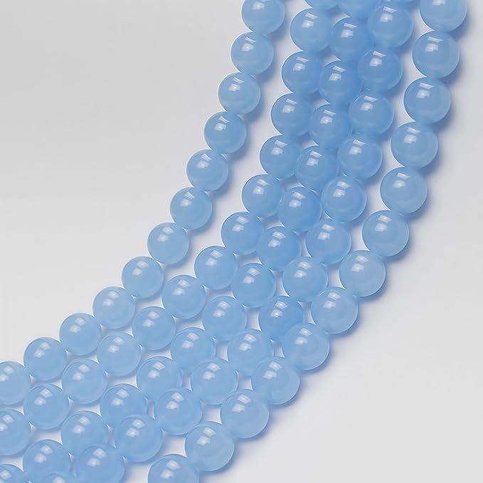 MJDCB Natural Aquamarine Chalcedony Round Loose Beads for Jewelry Making DIY Bracelet Necklace (12mm)