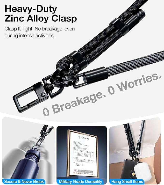 Phone Lanyard Crossbody, 3-in-1 Neck Strap& Wrist Strap, Adjustable Anti-Theft Lanyard with 2 Phone Tether Tabs, Universal Cell Phone Strap for All Case,Travel Essential, Pink