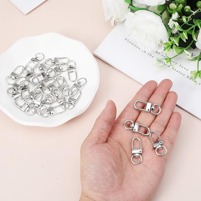 30Pcs Silver Metal Lobster Claw Clasps, Swivel Lobster Clasp, Swivel Snap Key Chain Hooks for Keychain, Necklace, Bracelet and DIY Jewelry Making