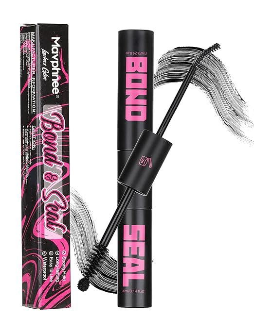 Mavphnee Lash Bond and Seal 40% More Bond 2 in 1 Lash Glue Strong Hold Eyelash Adhesive and Sealant Waterproof Rebalance Bonding and Locking for 48-150Hours (7ml+4ml)